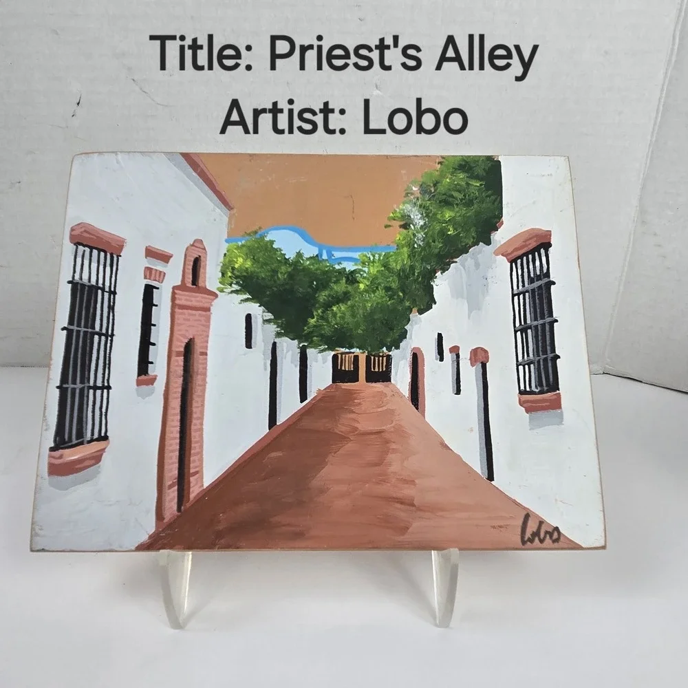 Dominican Republic Priests Alley Folk Art Clay Tile Signed By Artist 8x6